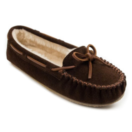 Slipper Cally, gefütterte Damen-Hausschuhe in dunkelbraun 