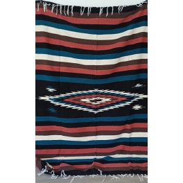 Schwere, extragrosse original mexikanische Decke/Teppich aus 100 % Wolle "Petrol dunkel"