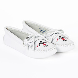 Hausschuh Glattleder Damen Mokassin "Thunderbird Animikii" weiss