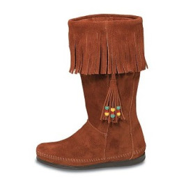 Mokassin Fransen-Stiefel mit Accessoires in drei Farben