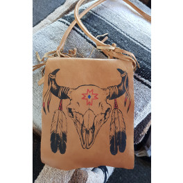 Ethno Tasche, von Hand mit Bison  Motiv bemalt