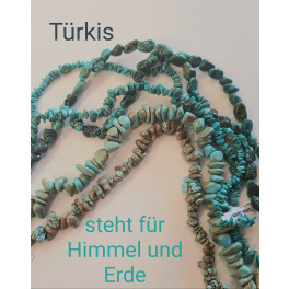 Türkis-Splitter-Perlen (Stränge aufgefädelt)