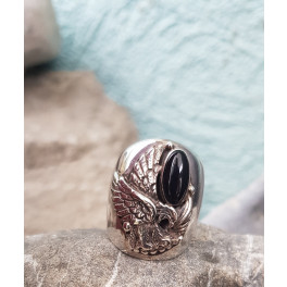 Adler Ring der Navajo mit Onyx