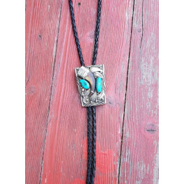 Bolo Tie Vintage Navajo mit Türkis und Naturkralle