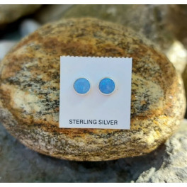 Kleine Stecker Zuchtopale in Silber-7 mm blau