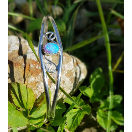NEU Zuchtopal Armreifen, extrem klein und fein, mit Spiralenmotiv-Blau