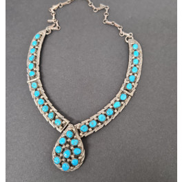 Navajo Silberschmuck: Türkiscollier in Tropfenform