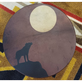 Trommel der Lakota (Sioux) "Wolf Shilouette"