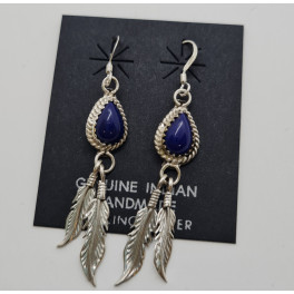 Ohrhänger mit Lapis Lazuli und Federn