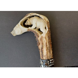 Kurzer Zeremonialstab, Dance-Stick "Bärenmedizin" der Chumash