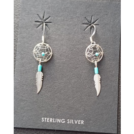 Kleine Traumfängerohrringe in Silber, mehrere Farben