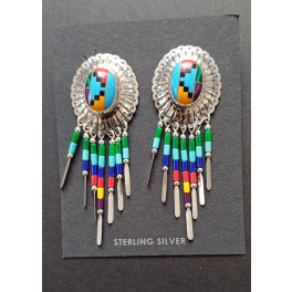 Grosse Ohrstecker "Dangles" multicolor Inlay 