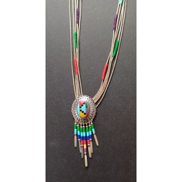 Liquidsilverkette "Concho + Dangles" multicolor, 5 Stränge