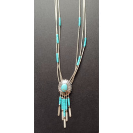 Liquidsilverkette "Concho+Dangles" -mit Türkis