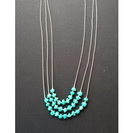 Liquid Silver Collier mit Türkis, 3 strängig