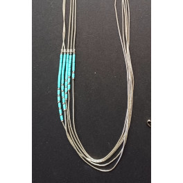 Liquid Silver Collier mit Türkis, 5strängig, einseitig Türkis