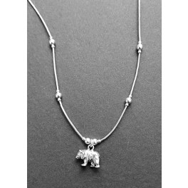 Kurze Krafttier Liquid Silver Kette für Damen "Stehender Bär"