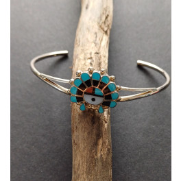 Zuni Armreif für Damen mit Inlay "Sunface"