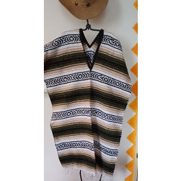 Mexikanischer Poncho in olive/sand