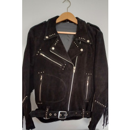 Bikerjacke Leder mit Fransen für Damen