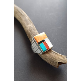 Ring mit Einlegearbeit, Siegelringstil, Gr. 9.5