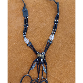 Hals-Choker aus schwarzen Glasperlen mit Messing, Kanada
