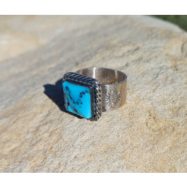 Herren Ring "Mystik" mit viereckigem Türkis, aus Silber, Gr. 11