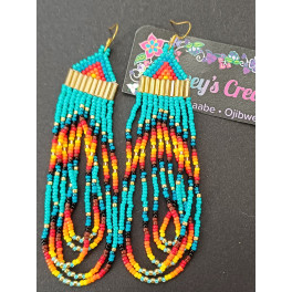 Lange Perlenohrringe "Kwey" - Feuerfarben
