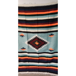 Gewobene, original mexikanische Decke Multicolor-türkis