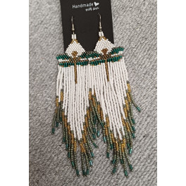 Lange Perlenohrringe -Motiv Libelle