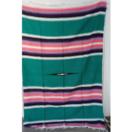 Gewobene, original mexikanische Decke (kleines Diamantzentrum) Farbkombi Grün