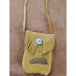 Täschchen / Medizinbeutel "Feather" der Cree aus Hirschleder