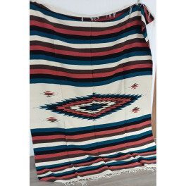 Schwere, extragrosse original mexikanische Decke/Teppich aus 100 % Wolle "Petrol"