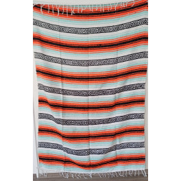 Gewobene, original mexikanische Decke in Orange-Minze