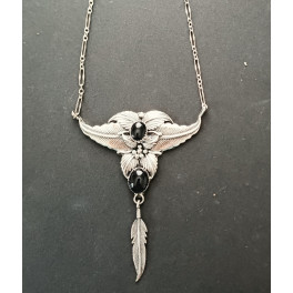 Navajo Silberschmuck: Onyx-Collier, sehr edel!