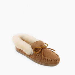 Winter Sheepskin (Lammfell) Damen Moccasin mit Sohle, kuscheliger Rand