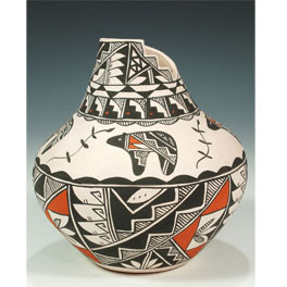 Acoma Pueblo Töpferei "Kiva-Step" Vase Bär