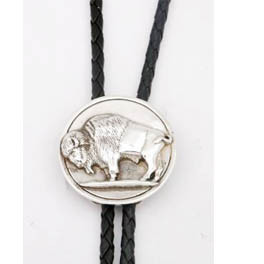 Bolo Tie Silber mit Bison Motiv