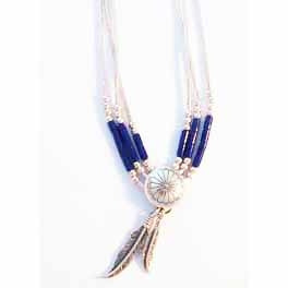 Liquid Silver Collier mit Lapis Lazuli