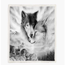  Kuschelige Decke  "Grey Wolves"