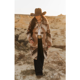 Boho Montana Mantel mit Kunstfell