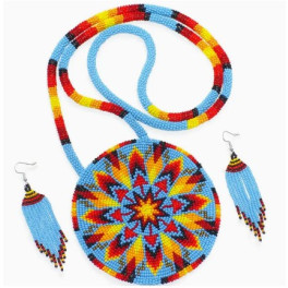 Kette "SunStar" mit Ohrringen, beides aus Glasperlen
