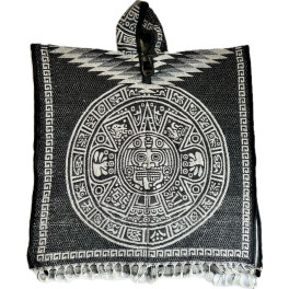Maya Kalender Motiv Poncho aus Mexico