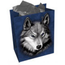 Tasche mit Geschenkspapier und -karte Wolf