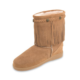 Winter Sheepskin (Lammfell) Kurzstiefel mit Fransen