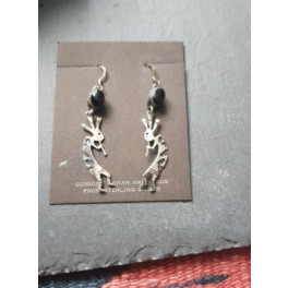 Ohrringe mit Kokopelli Symbolik, Onyx
