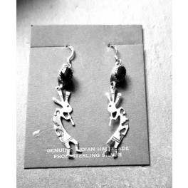 Ohrringe mit Kokopelli Symbolik, Onyx