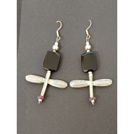 Chumash Libellen Ohrringe mit Onyx