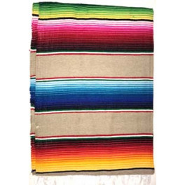 Regenbogen Decke (gross) im mexikanischen Stil, Serape-sand