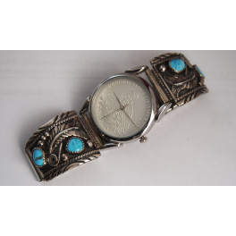 Navajo Uhr mit Türkisen am Uhrband